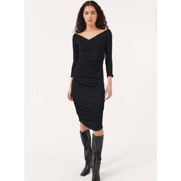Baum und Pferdgarten Dresses & Skirts - Baum und Pferdgarten Dress Medium Black Ruched Jelisa Jersey Goth Basic Tight